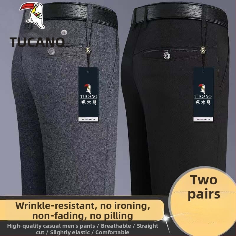 Ανδρικά παντελόνια casual με επένδυση φλίς, υψηλή μέση, ίσια γραμμή, πολυεστέρας