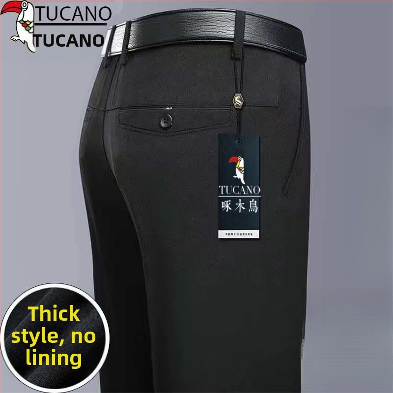 Ανδρικά παντελόνια casual με επένδυση φλίς, υψηλή μέση, ίσια γραμμή, πολυεστέρας