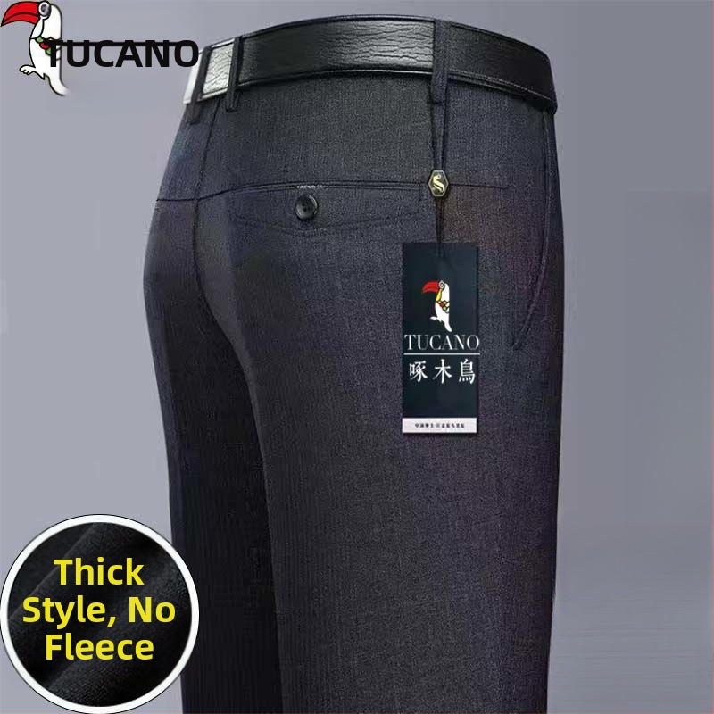 Ανδρικά παντελόνια casual με επένδυση φλίς, υψηλή μέση, ίσια γραμμή, πολυεστέρας