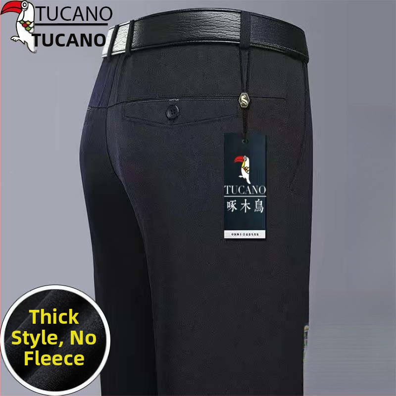 Ανδρικά παντελόνια casual με επένδυση φλίς, υψηλή μέση, ίσια γραμμή, πολυεστέρας