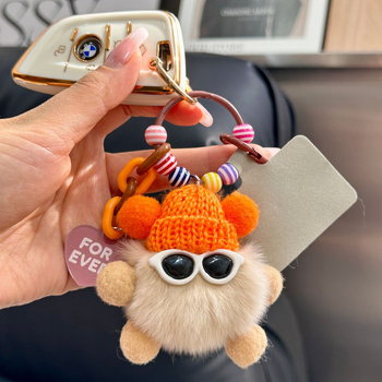 Κρεμαστό κλειδιού από γούνα Rex, plush, χειροποίητο μεταλλικό charm, στυλ Ins, σφαίρα διακόσμησης, Χειμώνας 2025