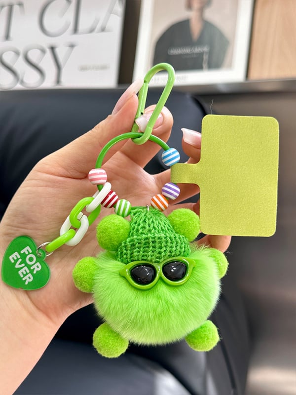 Κρεμαστό κλειδιού από γούνα Rex, plush, χειροποίητο μεταλλικό charm, στυλ Ins, σφαίρα διακόσμησης, Χειμώνας 2025