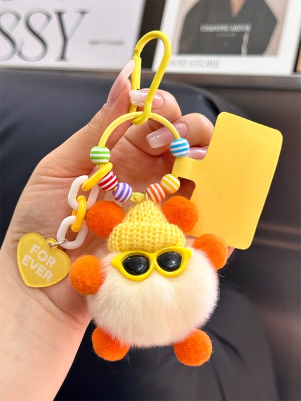 Κρεμαστό κλειδιού από γούνα Rex, plush, χειροποίητο μεταλλικό charm, στυλ Ins, σφαίρα διακόσμησης, Χειμώνας 2025