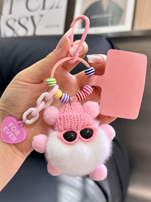 Κρεμαστό κλειδιού από γούνα Rex, plush, χειροποίητο μεταλλικό charm, στυλ Ins, σφαίρα διακόσμησης, Χειμώνας 2025