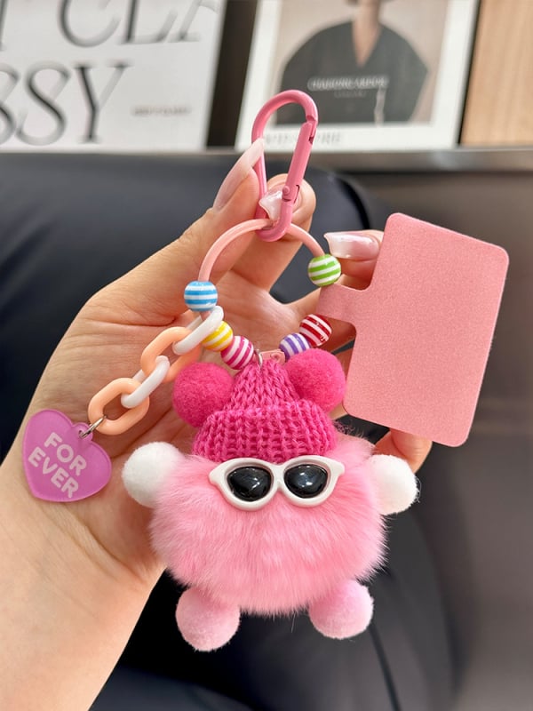 Κρεμαστό κλειδιού από γούνα Rex, plush, χειροποίητο μεταλλικό charm, στυλ Ins, σφαίρα διακόσμησης, Χειμώνας 2025