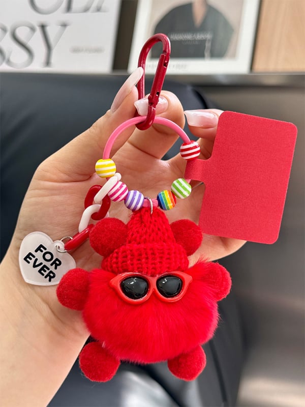 Κρεμαστό κλειδιού από γούνα Rex, plush, χειροποίητο μεταλλικό charm, στυλ Ins, σφαίρα διακόσμησης, Χειμώνας 2025