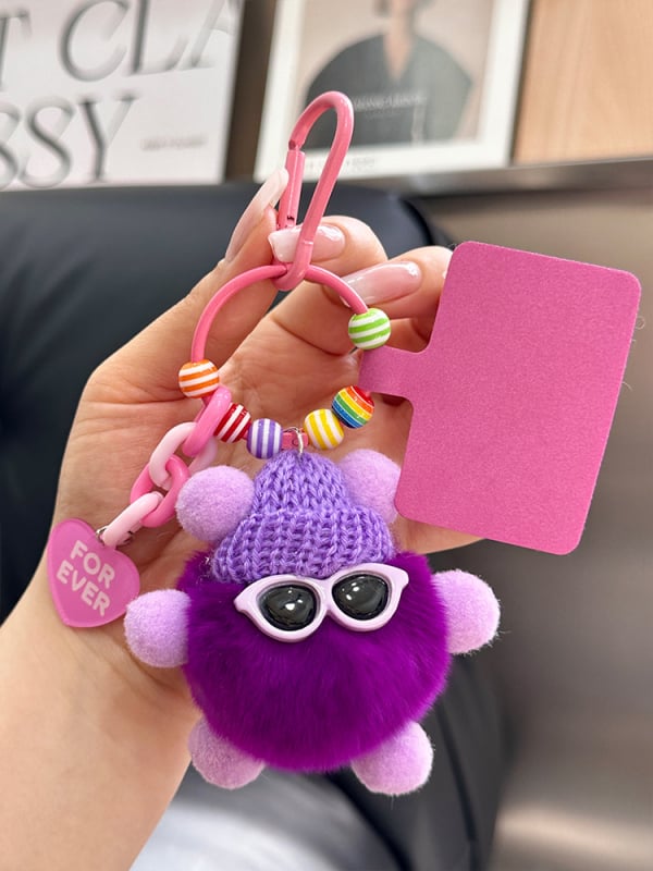 Κρεμαστό κλειδιού από γούνα Rex, plush, χειροποίητο μεταλλικό charm, στυλ Ins, σφαίρα διακόσμησης, Χειμώνας 2025