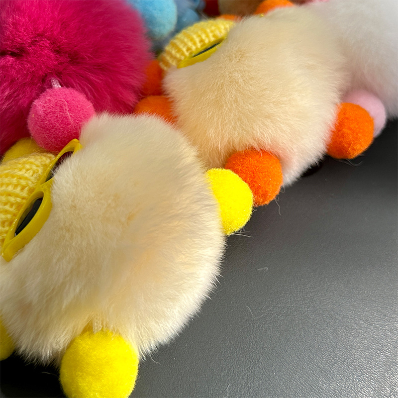 Κρεμαστό κλειδιού από γούνα Rex, plush, χειροποίητο μεταλλικό charm, στυλ Ins, σφαίρα διακόσμησης, Χειμώνας 2025