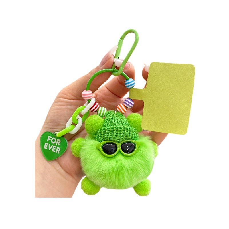 Κρεμαστό κλειδιού από γούνα Rex, plush, χειροποίητο μεταλλικό charm, στυλ Ins, σφαίρα διακόσμησης, Χειμώνας 2025