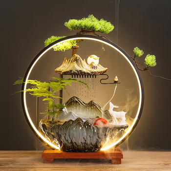 Kerámiás párásító folyóvízes függönyökkel, új kínai stílusú, nappali és iroda számára, testreszabható