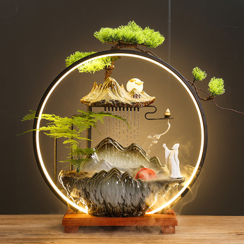 Kerámiás párásító folyóvízes függönyökkel, új kínai stílusú, nappali és iroda számára, testreszabható