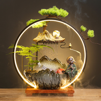 Kerámiás párásító folyóvízes függönyökkel, új kínai stílusú, nappali és iroda számára, testreszabható