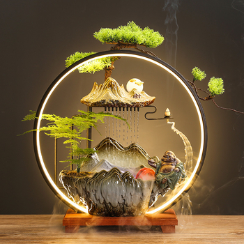 Kerámiás párásító folyóvízes függönyökkel, új kínai stílusú, nappali és iroda számára, testreszabható