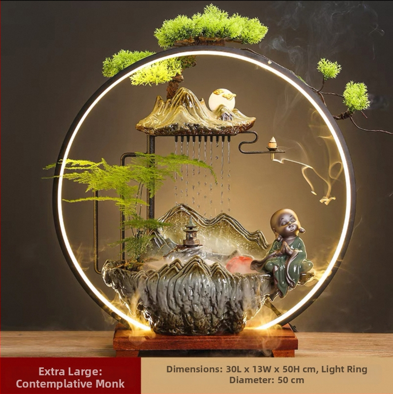 Kerámiás párásító folyóvízes függönyökkel, új kínai stílusú, nappali és iroda számára, testreszabható