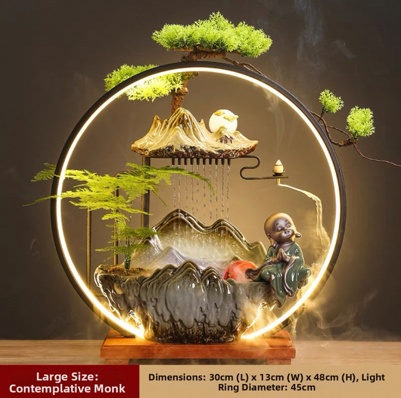 Kerámiás párásító folyóvízes függönyökkel, új kínai stílusú, nappali és iroda számára, testreszabható