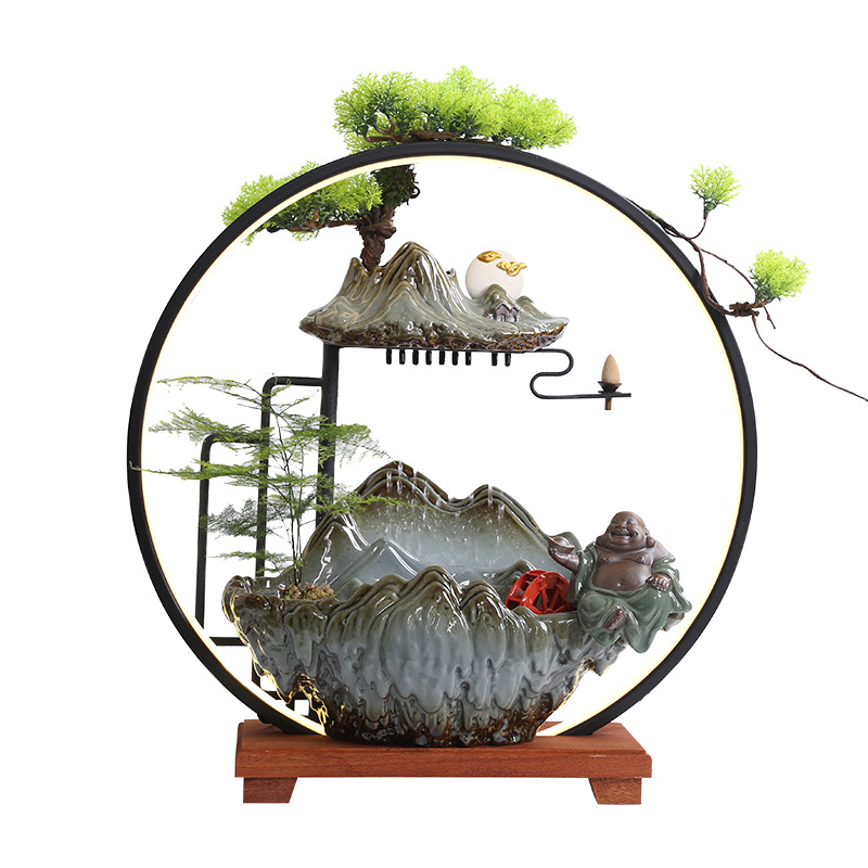 Kerámiás párásító folyóvízes függönyökkel, új kínai stílusú, nappali és iroda számára, testreszabható