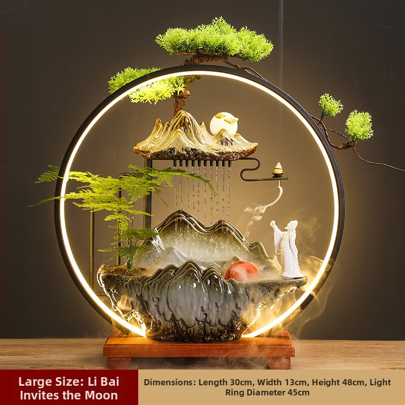 Kerámiás párásító folyóvízes függönyökkel, új kínai stílusú, nappali és iroda számára, testreszabható