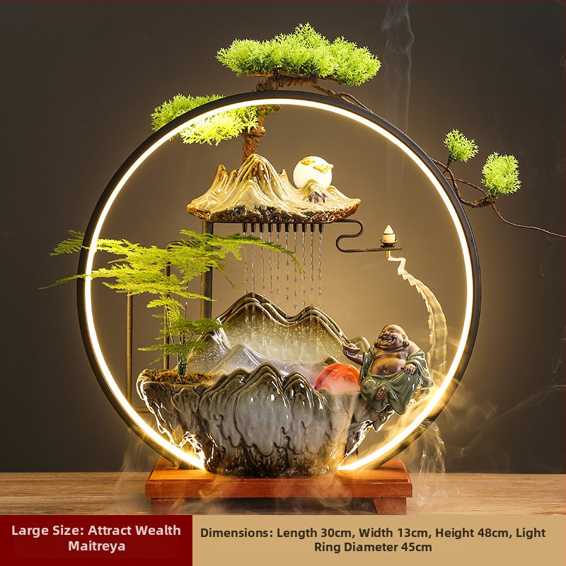 Kerámiás párásító folyóvízes függönyökkel, új kínai stílusú, nappali és iroda számára, testreszabható