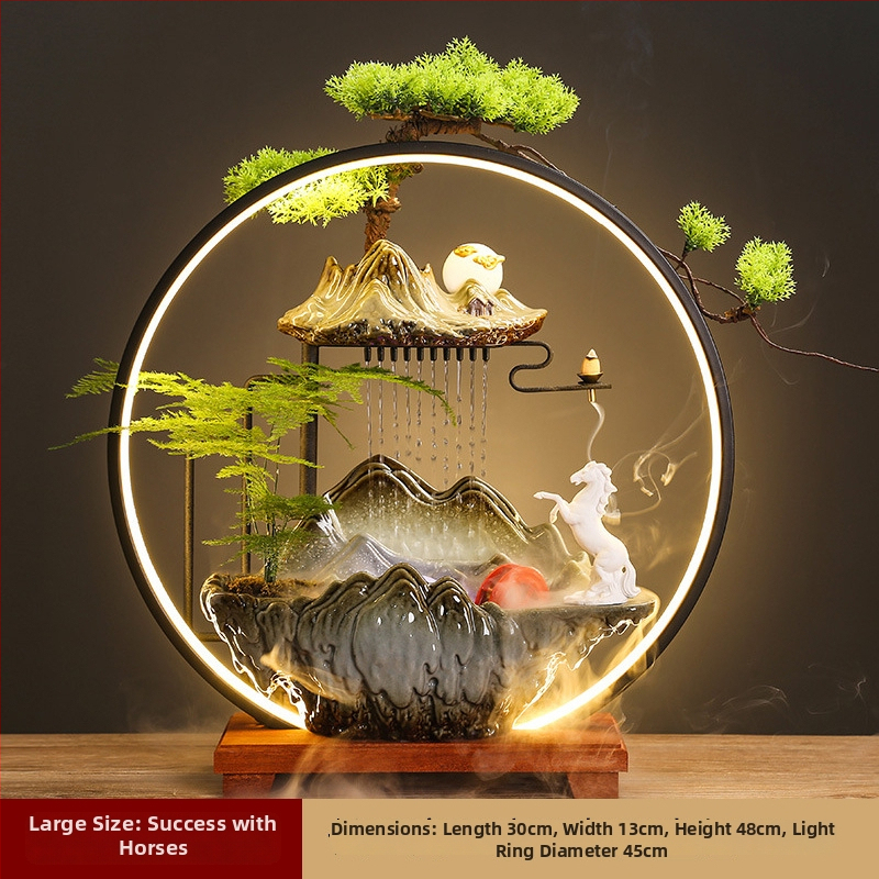 Kerámiás párásító folyóvízes függönyökkel, új kínai stílusú, nappali és iroda számára, testreszabható