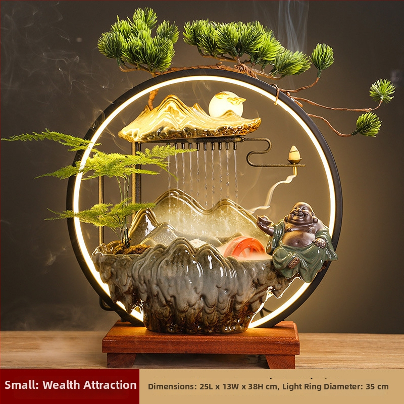 Kerámiás párásító folyóvízes függönyökkel, új kínai stílusú, nappali és iroda számára, testreszabható