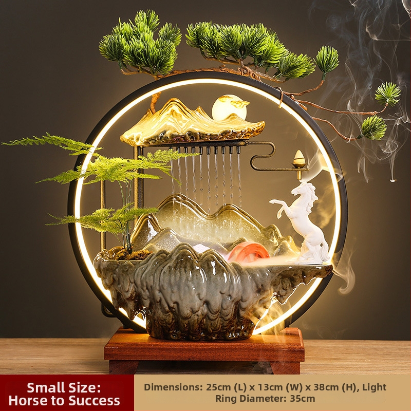 Kerámiás párásító folyóvízes függönyökkel, új kínai stílusú, nappali és iroda számára, testreszabható