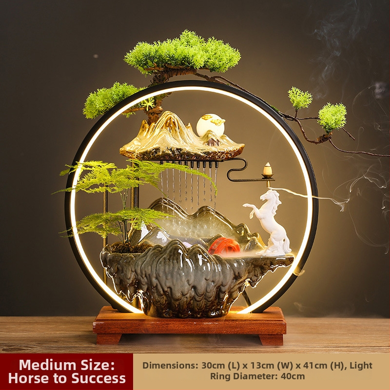 Kerámiás párásító folyóvízes függönyökkel, új kínai stílusú, nappali és iroda számára, testreszabható