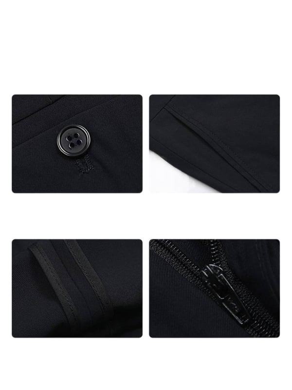 Ανδρικά παντελόνια από μαλλί, χαλαρή ευθεία γραμμή, υψηλή μέση, χωρίς σιδέρωμα, μονόχρωμα.