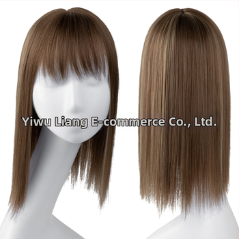 Perucă pentru femei - Piesă lungă, dreaptă cu breton 3D, procesare mecanizată, mătase rezistentă la temperaturi înalte, poate fi coafată și vopsită