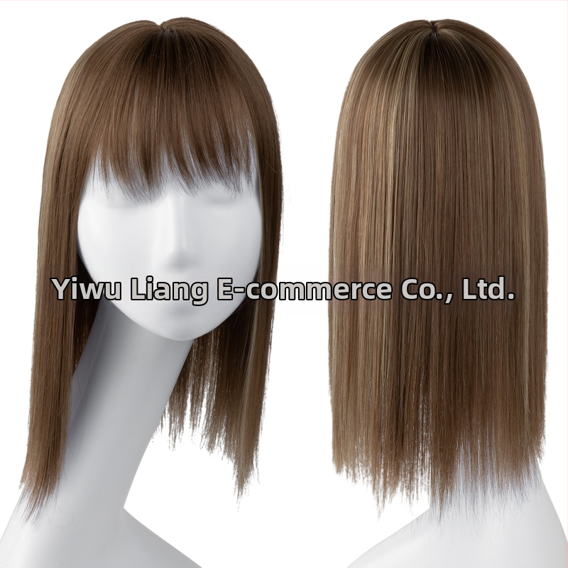 Parochňa pre ženy - Dlhé rovné vlasy s 3D ofinkou, mechanizované spracovanie, vysokoteplotný hodváb, možno žehliť a farbiť