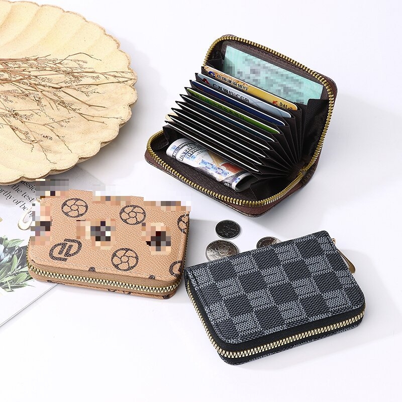 Акордеонен държач за карти с множество джобове – PVC материал, буквена шарка, Yanxi, унисекс, ултралек, антикрадба, подплата полиестер