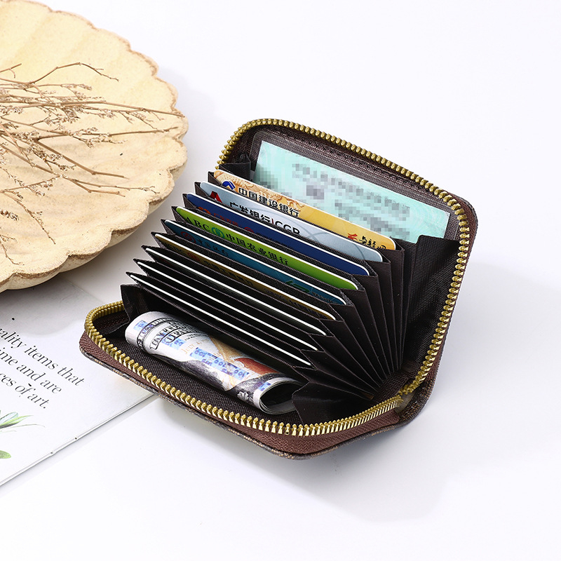 Акордеонен държач за карти с множество джобове – PVC материал, буквена шарка, Yanxi, унисекс, ултралек, антикрадба, подплата полиестер