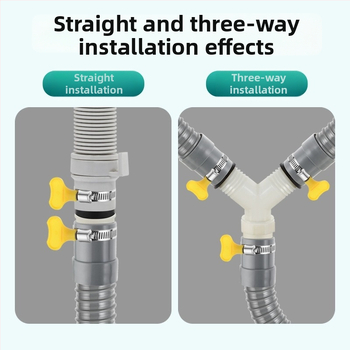Пералня тръба за отводняване, Y-разклонение, триръчна удължителна тръба, връзка към подов дренаж (Марка: друга; Сертификация: Няма; Материал: По подразбиране; Стил: модерен и минималистичен)
