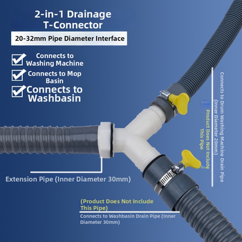 Пералня тръба за отводняване, Y-разклонение, триръчна удължителна тръба, връзка към подов дренаж (Марка: друга; Сертификация: Няма; Материал: По подразбиране; Стил: модерен и минималистичен)