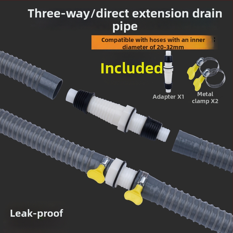 Prívod odvodnenia práčky, Y-tvarované rozvetvenie, predĺženie hadice s tromi koncami, spoj na podlahový odtok (Značka: iná; Certifikácia: Žiadna; Materiál: predvolený; Štýl: moderný a minimalistický)