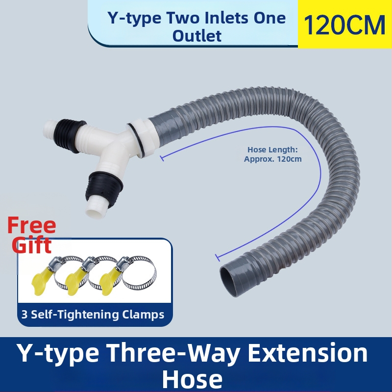 Пералня тръба за отводняване, Y-разклонение, триръчна удължителна тръба, връзка към подов дренаж (Марка: друга; Сертификация: Няма; Материал: По подразбиране; Стил: модерен и минималистичен)