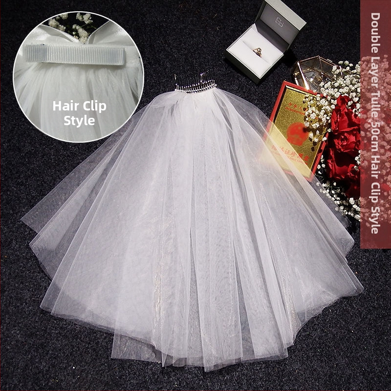 Νυφικό αξεσουάρ κεφαλής με βέλο — μοντέρνο μινιμαλιστικό στυλ για ζευγάρι, μάρκα Unique, Χειμώνας 2022