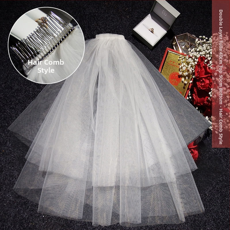 Νυφικό αξεσουάρ κεφαλής με βέλο — μοντέρνο μινιμαλιστικό στυλ για ζευγάρι, μάρκα Unique, Χειμώνας 2022