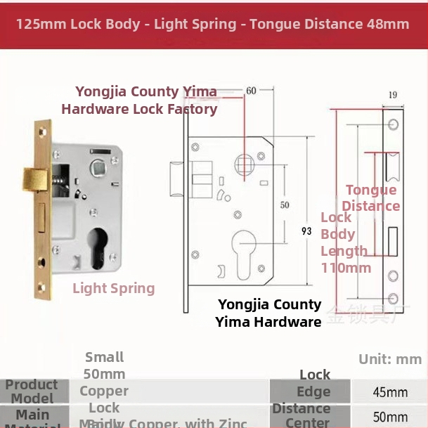 Rukoväťový zámok pre vnútorné drevené dvere — mechanický zámok, zapustená inštalácia, univerzálny valec, modely 5045/5845/7255