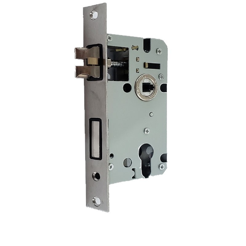 Rukoväťový zámok pre vnútorné drevené dvere — mechanický zámok, zapustená inštalácia, univerzálny valec, modely 5045/5845/7255