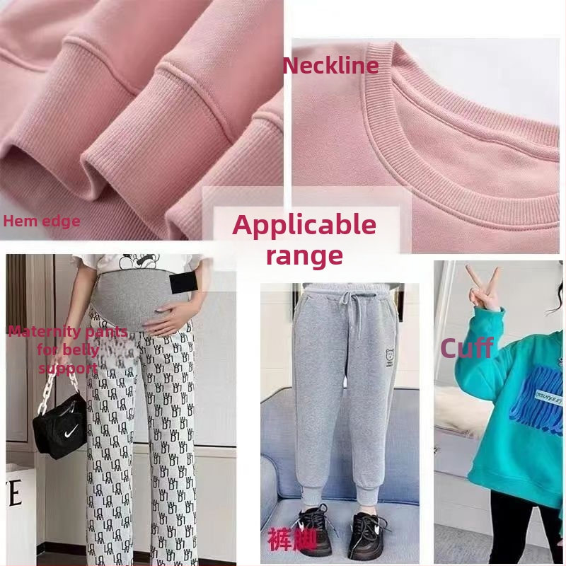 Bavlnený elastický žebrový pletený materiál na mikinu, s žebrovanými manžetami a výstrihom, zvukovo pohlcujúca pena