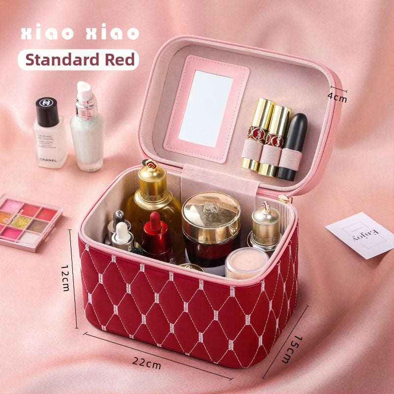 Prijenosna kućna kozmetička torbica s velikom kapacitetom i višefunkcionalni stolni organizator za njegu kože | PU materijal, univerzalni kotačići, zatvarač, vodootporan, proširivi prostor za pohranu