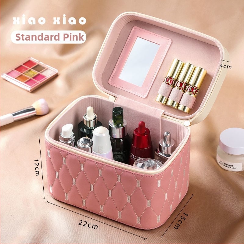 Prijenosna kućna kozmetička torbica s velikom kapacitetom i višefunkcionalni stolni organizator za njegu kože | PU materijal, univerzalni kotačići, zatvarač, vodootporan, proširivi prostor za pohranu