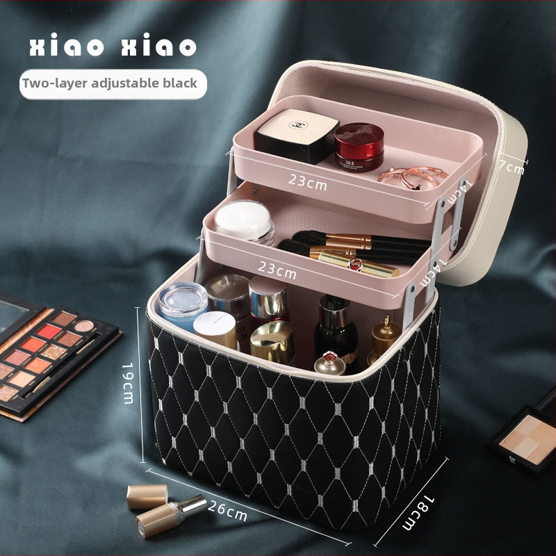 Prijenosna kućna kozmetička torbica s velikom kapacitetom i višefunkcionalni stolni organizator za njegu kože | PU materijal, univerzalni kotačići, zatvarač, vodootporan, proširivi prostor za pohranu