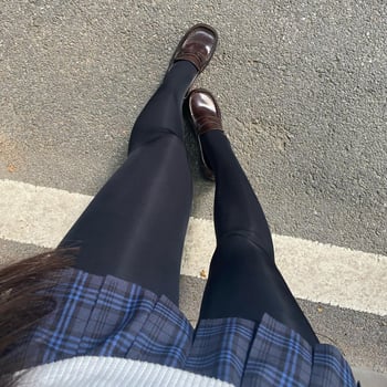 JK-stílusú bélelt harisnya fleece-béléssel, vastag téli harisnya nőknek (fleece-bélés, vastagság, téli meleg, JK-stílus, lábfejjel)