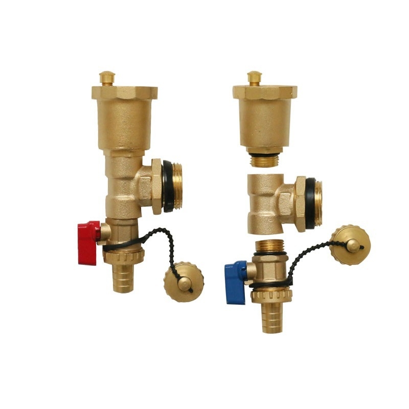 Geotermálny ručný intelligentný integrovaný meďový rozdeľovač vody DF8303 s manuálnym a elektrickým aktuátorom regulácie, závitové pripojenie, prevádzková teplota 5–90°C, hlavný DN25.