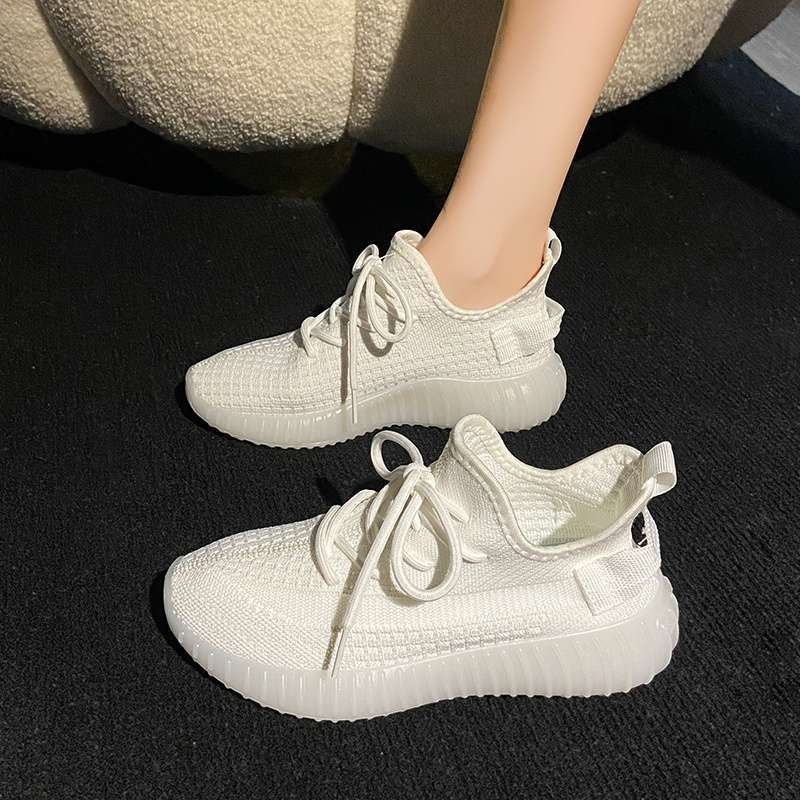 Γυναικεία casual παπούτσια για βόλτες: ελαφριά, διαπνέοντα, άνω μέρος από ελαστικό ύφασμα, μεσαίο ύψος, κορδόνια
