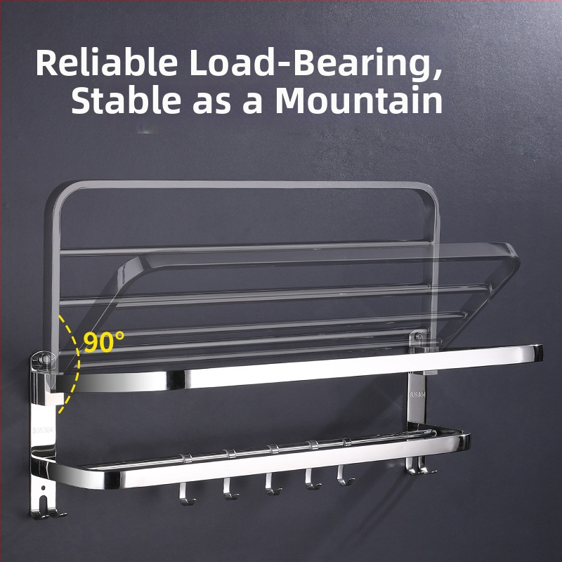 Držiak na uteráky z nehrdzavejúcej ocele 304, leštený povrch, šesťdielny set, moderný minimalistický dizajn kúpeľne