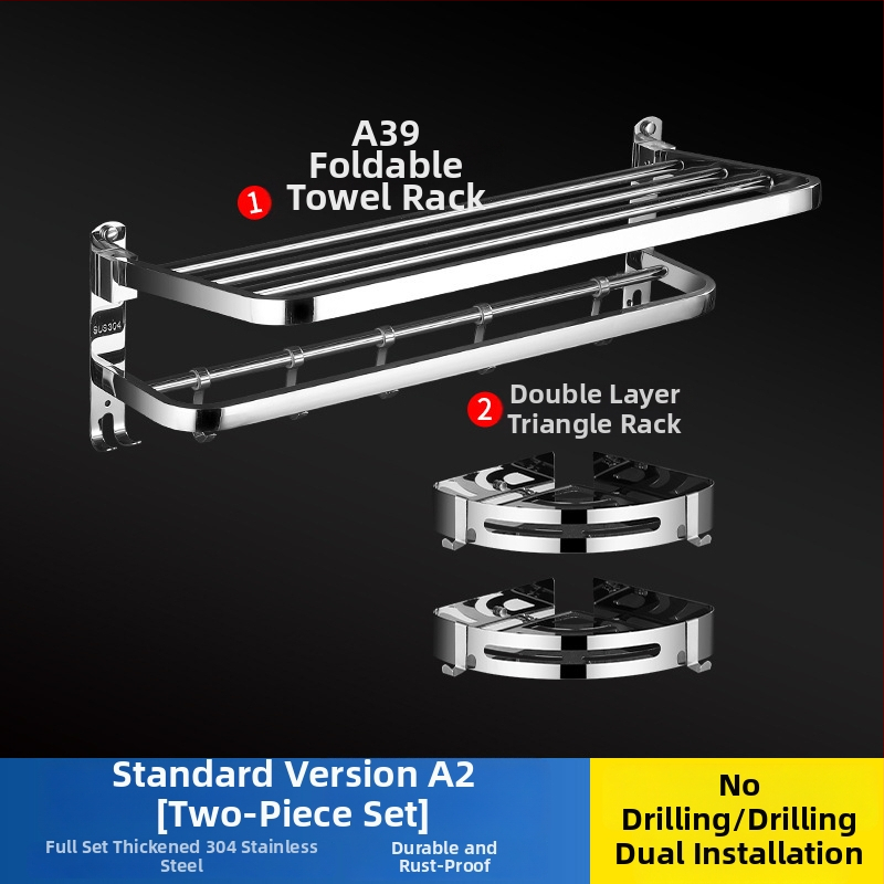 304 rozsdamentes acél törölközőtartó, polírozott felület, hat darabos készlet, modern minimalista fürdőszoba