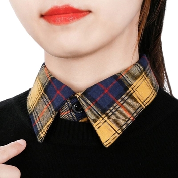 Női hamis gallér — pulóver-stílusú kockás gallér, multifunkcionális felső, hegyes gallér, pamut