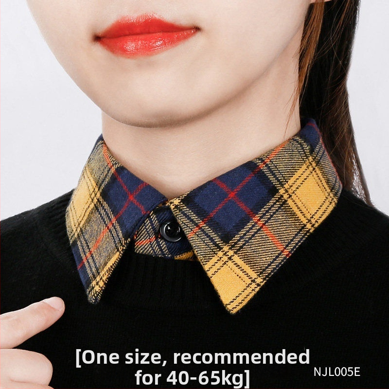 Női hamis gallér — pulóver-stílusú kockás gallér, multifunkcionális felső, hegyes gallér, pamut